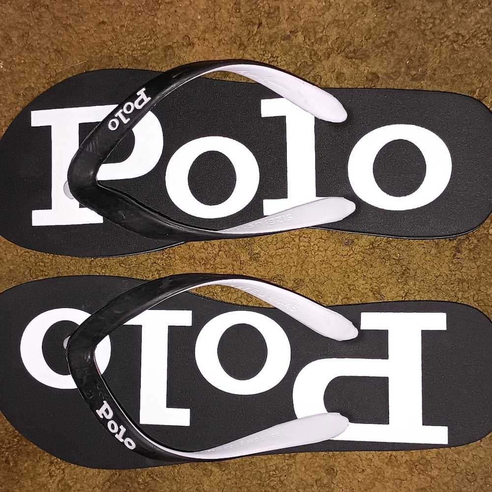 Men polo thong flop size 11 black and white